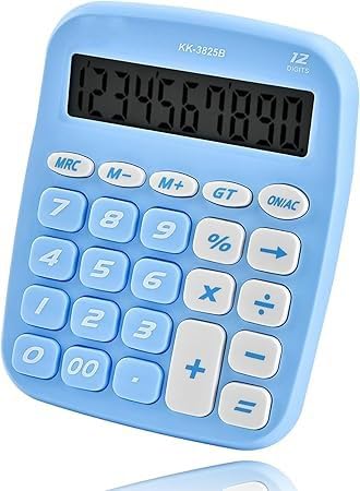 Image of Calculator, 12 Digit Big Buttons Easy to Press Office Calculator for Desk, Large Display Adding Machine (Blue)