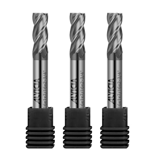 Image of 3PCS 7 /16 inch Carbide Square End Mills Set 4 Flute AlTIN Coated CNC Milling Bits for Alloy Steels, Hardened Steels, Cast Iron