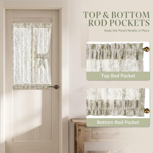 Image of jinchan Floral Sidelight Curtains for Front Door, 26x40, 2 Panels
