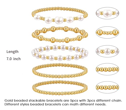 Silver Bracelets For Women Trendy Cute Pearl Beaded Gold Bracelet Stack Set Enewton Dainty Stretch Jewelry Gifts For Woman Teen Valentines Day2