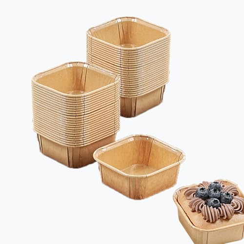 50Pcs Paper Loaf Pans for Baking, Parchment Cupcake Liners Kraft Paper Loaf Pan, Disposable Paper Baking Loft Mold for Microwave Freezer Oven Safe Display,Wedding Birthday Baby Shower Party Supplies