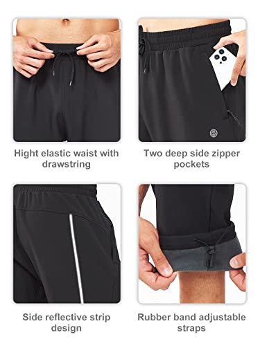 Northhill Men's Fleece Pants Warm Winter Cold Weather Thermal Windproof Athletic Workout Lined Sweatpants Zipper Pockets Black M #TOP4