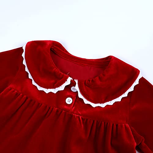 MYGBCPJS Toddler Baby Girl Christmas Dress Little Kids Velvet Warm Long Sleeve Ruffle Princess Skirt Pajamas Sleepwear4