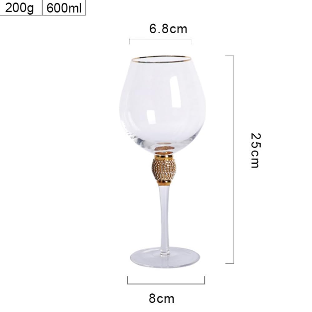 ISTOVO Set di 2 Calici da Vino con Finitura e Decorazioni In Diamante, Eleganti Flauti da Champagne con Stelo Lungo, Bicchieri da Cocktail, Regalo 2 Pezzi.