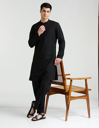 Image of Symbol Premium Men Cotton Embroidered Long Kurta