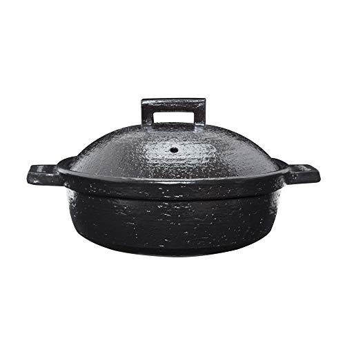 長谷製陶 長谷園 ビストロ蒸し鍋 クロ 小 土鍋 蒸し鍋 蒸し器 鍋 2ー3人用 約23cm 約1200ml 直火可 空焚きOK オーブン対応 レシピ 陶製すのこ付 ブラック 伊賀焼 日本製 ACK-24