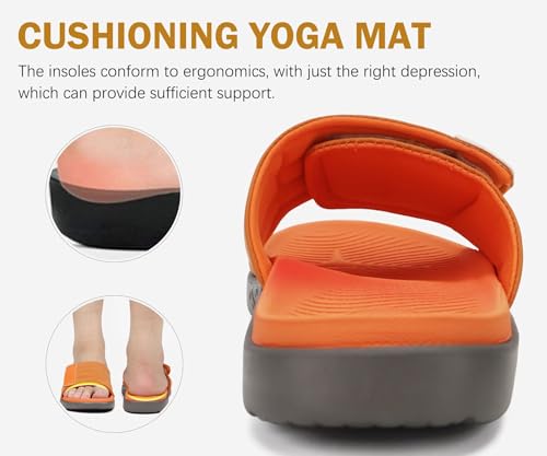 Image of ONCAI Mens Sandals Adjustable Straps Orthotic Plantar Fasciitis Open Toe Athletic Sport Slides with Soft Comfy Arch Support Footbed Size 7.5-15