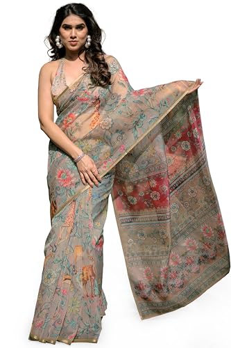 Image of MIRCHI FASHION Saree for Woman Organza Floral Printed | Lightweight Elegant Traditional Sari with Matching Blouse Piece