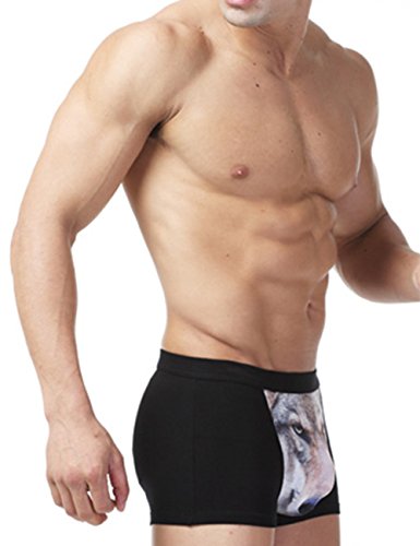 sandbank Men's Sexy Funny 3D Wolf Print Boxer Briefs Underwear Shorts Trunks3