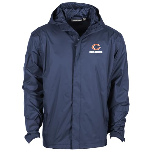 Dunbrooke Tropic Chicago Bears Mens Waterproof Packable Jacket Seam-Sealed DWR Shell Pack Into Pocket Lightweight Windbreaker for Rain Navy 4XL