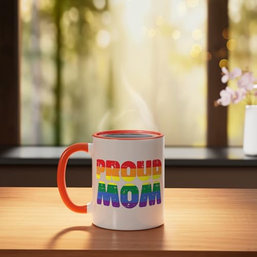 Taza cerámica Gay Ally Proud Mom 11 onzas naranja miniatura 3