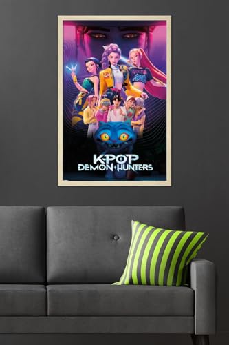 Image of Netflix KPop Demon Hunters (2025) - Group Wall Poster, 34L inch x 22.4W inch, Blonde Framed Version