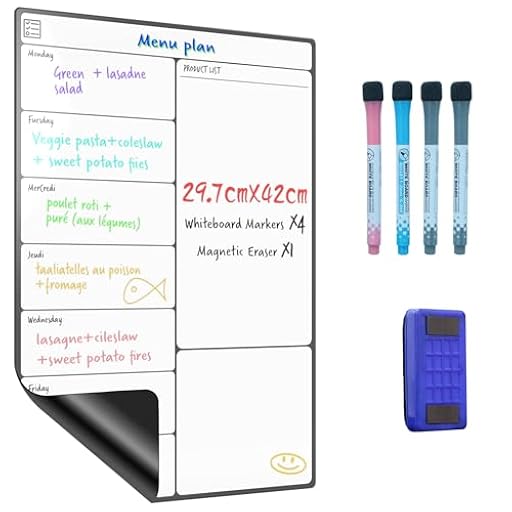 SURFOU Pizarra Magnetica Nevera A3, Calendario Planificador Semanal, Menú, Recordatorio, Lista de Compra – Incluye 4 Rotuladores de Colores y Borrador de Regalo (29.7×42cm) | Ya disponible en tu tienda friki favorita! En mundofriki.es!