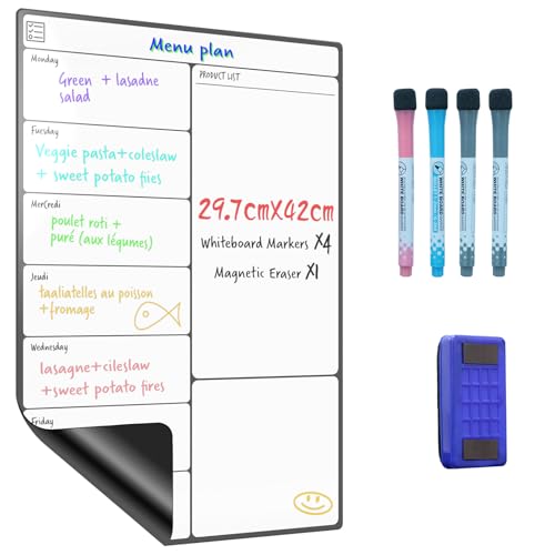 SURFOU Pizarra Magnetica Nevera A3, Calendario Planificador