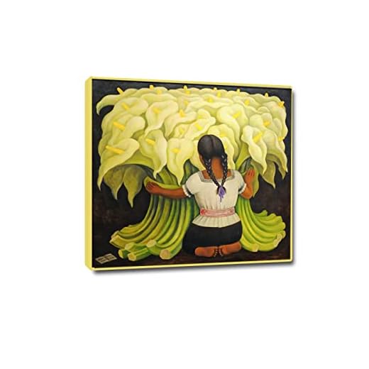 PINTLE Modern canvas wall art. Diego Rivera Famous painting reproduction .The Flower Seller picture poster print on canvas for living room office decor 80x80cm(31.5x31.5) GoldFrame