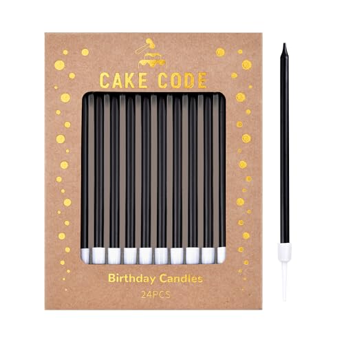 CAKE CODE Black Long Thin Birthday Candles Cake Candles Birthday Parties Wedding Decorations Party Candles