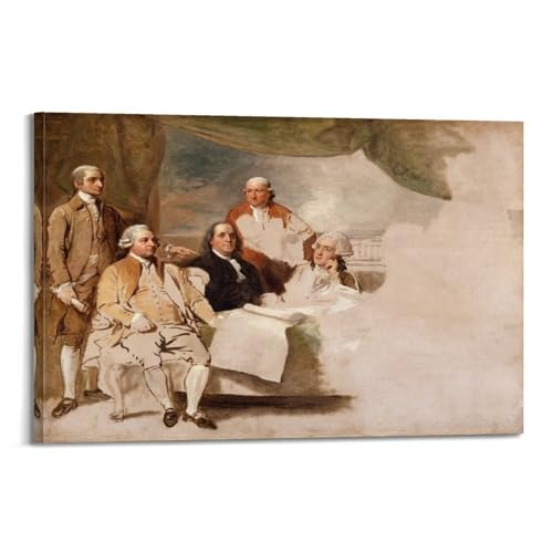 Poster Traité de Paris 1783 Benjamin West pour decoration bureau style cabinet de curiosite