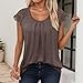 Womens Lace Tops Pleated Short Sleeve Shirts Summer Business Casual Dressy Blouses Tunic (Grey, XL)
