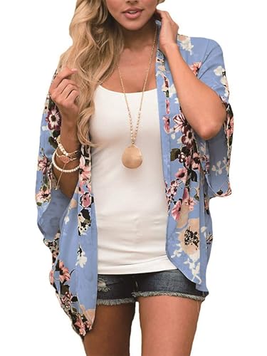 Image of Chunoy Women Short Sleeve Chiffon Kimono Beach Swimsuit Cover Up