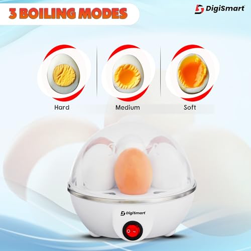 DIGISMART Electric Egg Boiler | 7 Egg Boiler | 3 Boiling Modes | Automatic Operation | Overheat Protection | Shock Proof Body | Steamelectric egg... - Image 2