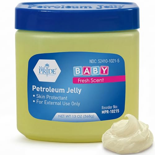 Image of MED PRIDE Petroleum Jelly with Fresh Baby Scent, Baby Blue, 13 oz – Skin Protectant & Moisturizer for Dry Skin, Rashes, Minor Burns, Wounds, Chapped Lips, Dry Hands & Diaper Rash