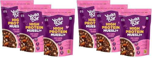 Image of Yogabar High Protein Muesli - Choco almond + Cranberry (Pack of 6 x 850g) | 23g Protein per 100g with Whey & Probiotics | High-Fiber