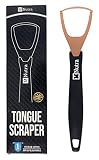 Tongue Scraper - Dental Hygiene Tool, Stainless Steel - Copper Mouth Cleaner Non-Slip Silicone Handl