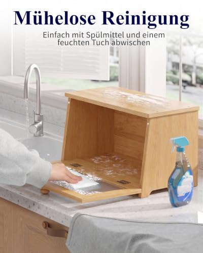 Foto von Kitsure Bambus-Brotkasten, Brotbox mit Acrylfront, 38 × 21 × 23 cm, Natur