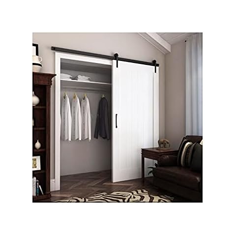 GIFSIN 9FT/274cm Sliding Barn Door Hardware Kit Sliding Door Kit Barn Door Kit for Single Door,I-Shaped Hanger Cover
