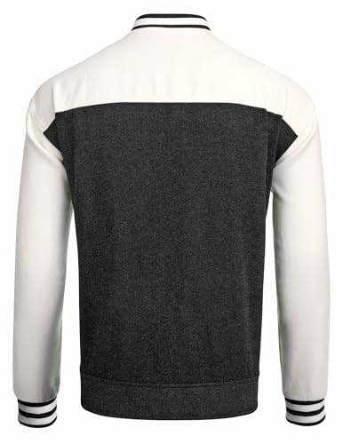 COOFANDY Men's Varsity Jacket Wool Blend Letterman Bomber Jacket Baseball Lightweight Jacket4