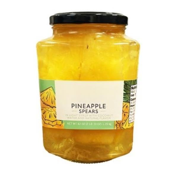 Pineapple Spears In Light Syrup With Coconut Water, Pineapples are nutrient-dense and make a great snack, One jar contains nine servings (1/2 cup per serving) [ 42 oz, 2.6 lb ]