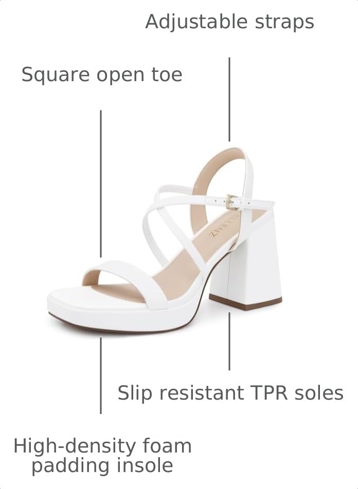 Image of CELLENZ Women Chunky Platform Heels: 3.9 Inch High Heel Prom, Wedding, Party, Square Open Toe Heeled Sandals, Strappy Comfortable Sexy Dressy Shoes