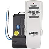 Anderic Add-on Remote Kit to Any 3-Speed Ceiling Fan - Anderic Universal Ceiling Remote Control Conversion Kit with Dimming for Hunter 99119, 99122, 99123, Hampton Bay, Harbor Breeze