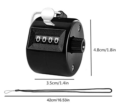 Formvan Handheld Tally Counter With Lanyard, 4-Digital Mechanical Palm Manual Number Clicker With Finger Ring For Golf Baseball Pitch Fish Crochet, Black #TOP1