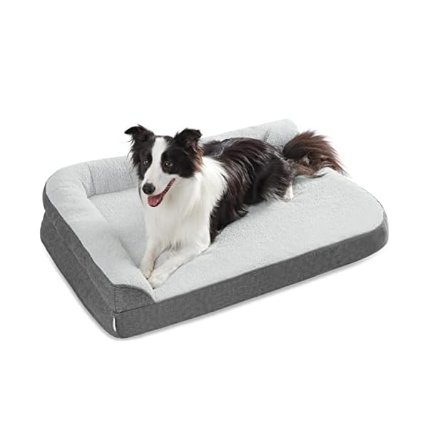 Lesure-Orthopedic-Dog-Bed-for-Large-Dogs-Large-Washable-Dog-Beds-with-Waterproof-Liner-and-Removable-Cover-L-Chaise-Big-Pet-Beds-with-Cozy-Faux-Fur-Linen-Fabric-36x27-inch-Grey