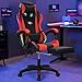 Worparsen Gaming Chair with Footrest, Modern Red Computer Gaming Chairs with Bluetooth Speakers and RGB LED Lights, Adjustable High Back Massage Gamer Chair for Adults Women Men (Black & Red) Worparsen Gaming Chair with Footrest, Modern Red Computer Gaming Chairs with Bluetooth Speakers and RGB LED Lights, Adjustable High Back Massage Gamer Chair for Adults Women Men (Black & Red)
