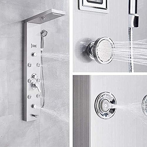 Columna de Ducha con 5 Funciones, Panel de Ducha de Acero Inoxidable, con Duchador de Mano, Cascada y Entrada para Bañera miniatura 3