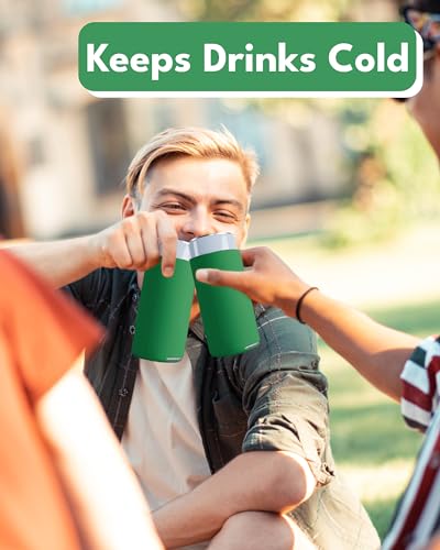 Image of PartyPrints 25 Pack Kelly Green Blank Slim Can Cooler Sleeves | Plain Seltzer Customizable Bulk Coolers for Beer Bottles & 12oz Tall Cans | Skinny Collapsible Drink Insulated Sleeve