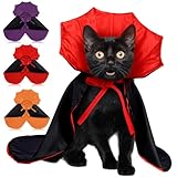 Yeyeplum 3 Pieces Halloween Cat Vampire Cape Kitten Halloween Costume Pet Cloak Reversible Witch Clothes Cosplay Costumes for Small Medium Puppy Cats Kitten Dogs Apparel Supplies