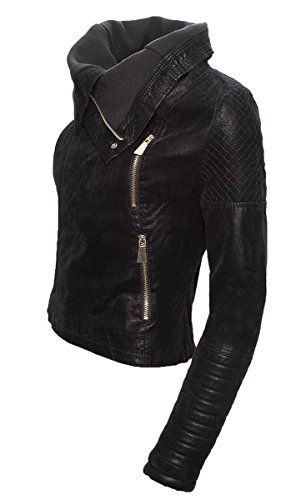 Giacca da donna con collo sciallato in pelle