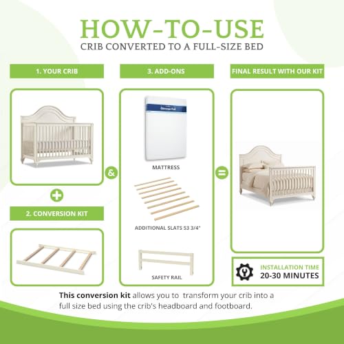 Image of CC KITS Full-Size Conversion Kit Bed Rails for SmartStuff Convertible Cribs by Universal Furniture - Solid Wood Rail - Toddler and Adult Bed Rail for Full-Size Beds - Nursery Furniture (French White)
