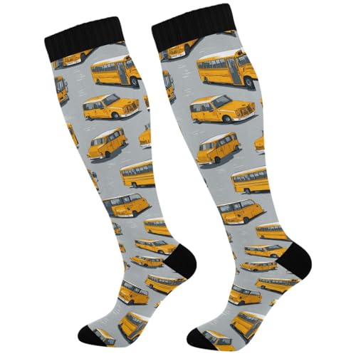 Image of Pigsaly Womens Compression Socks Yellow Stars Funny Brown Capybara Knee High Socks Athletic Tube Sock Outdoor Sport Socks