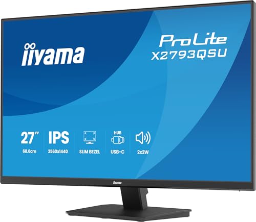 iiyama ProLite X2793QSU B1 Écran LED 27 2560 x 1440 QHD @ 75 Hz IPS 350 cdm² 1000:1 1 ms HDMI DisplayPort haut parleurs - vue 4