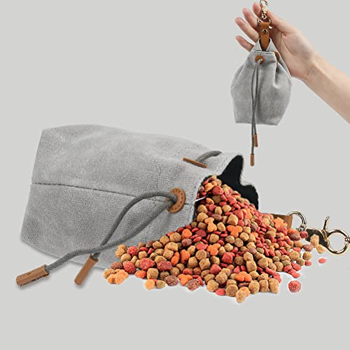 TMBMLPP Leckerlibeutel für Hunde, Futterbeutel Hunde, Schrumpftaschen mit Clip Schnalle, Hundebeutel Leckerli, Futtertasche, für Haustierspielzeug, Leckereien, für Welpen-Training Reisen, Gehen -Grau