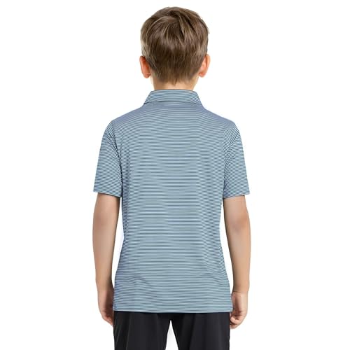 Image of Boys Polo Shirts Short Sleeve Striped Performance Moisture Wicking Dry Fit Golf Shirts for Boys Youth Kids