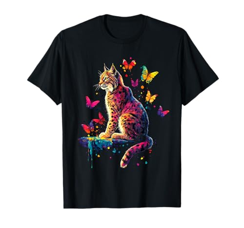 Lynx Animal Art Papillons T-Shirt