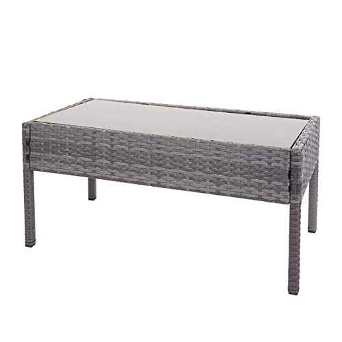 Mendler Poly-Rattan Garnitur HWC-F56, Balkon-/Garten-/Lounge-Set Sitzgruppe - grau, Kissen dunkelgrau – Bild 6