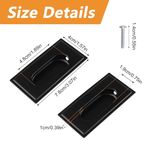 Image of MOROBOR 8 PCS Recessed Cabinet Handles, Matte Black Square Embedded Pull Handles, Stainless Steel Flush Concealed Knob with Screws for Wardrobe Drawer Sliding Door