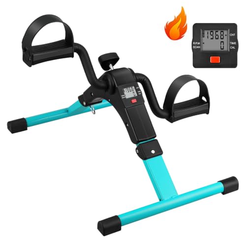 Image of Folding Pedal Exerciser - Mini Exercise Bike Under Desk Bike Pedal Exerciser with LCD Display for Arms and Legs Workout, Portable Desk Bike Peddler Machine for Adults & Seniors