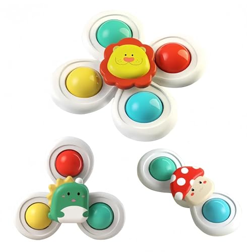 3PCS Set with Suction Cup Spinners for Babies Rich Shapes Suction Toys Baby Travel Essentials Travel Bathing Early Education Sensory Soothing Toys.
